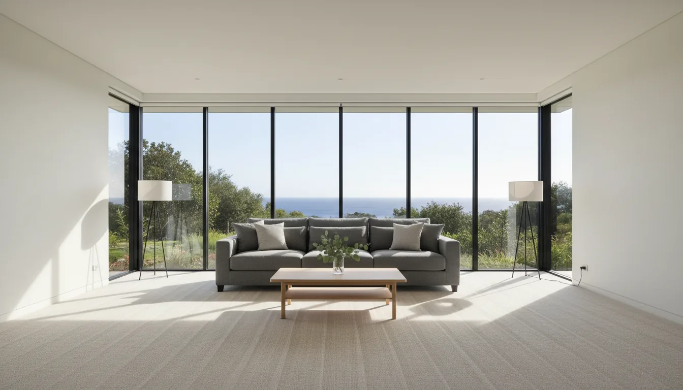 Commercial office carpet with coffee stains and traffic lanes before cleaning