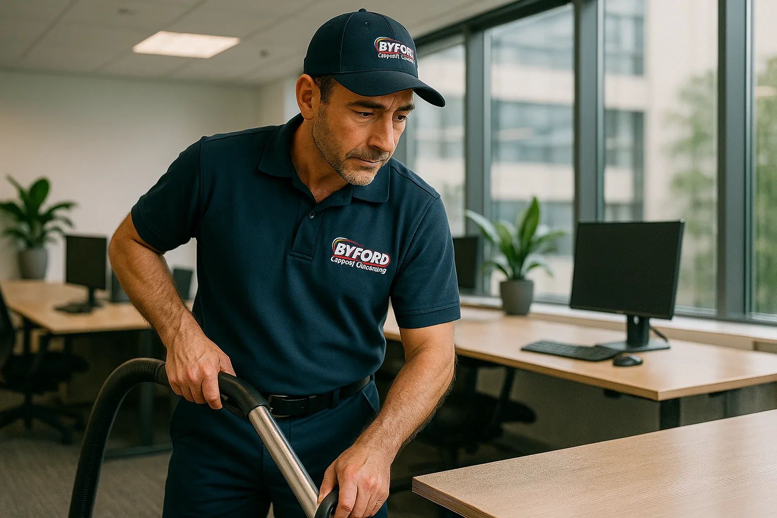 Byford Carpet Cleaning commercial technician cleaning boardroom carpet Perth