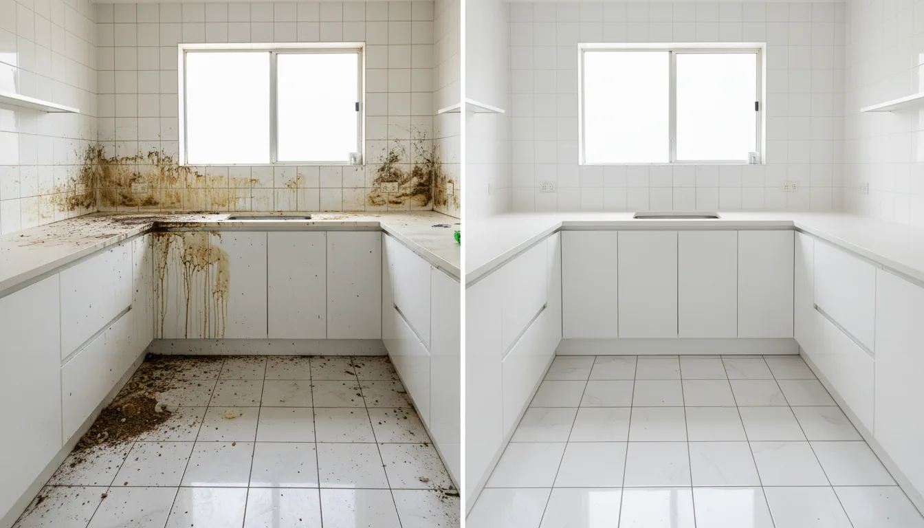Kitchen grease removal before and after