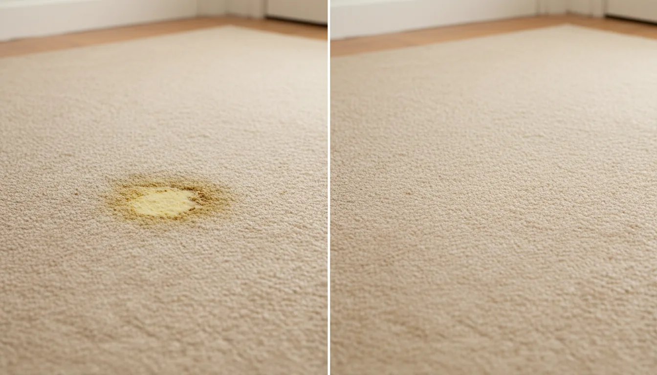 Pet urine spot before and after