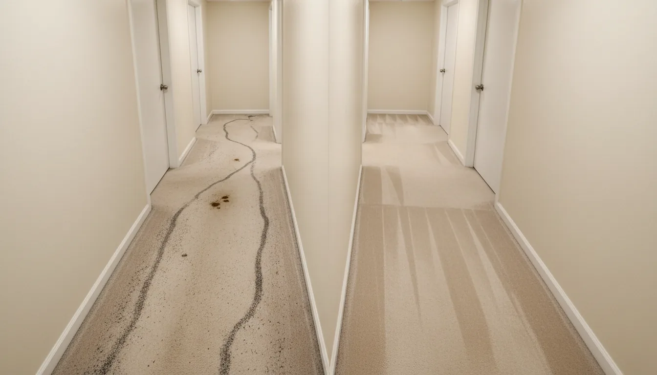 Byford Carpet Cleaning residential hallway carpet before after Perth